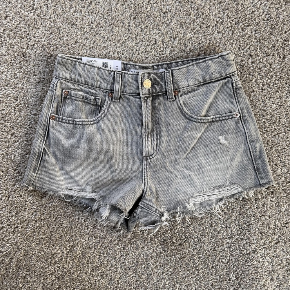 Garage Denim Shorts Womens 0 24W Gray Cut Off Festival Distressed Raw Hem